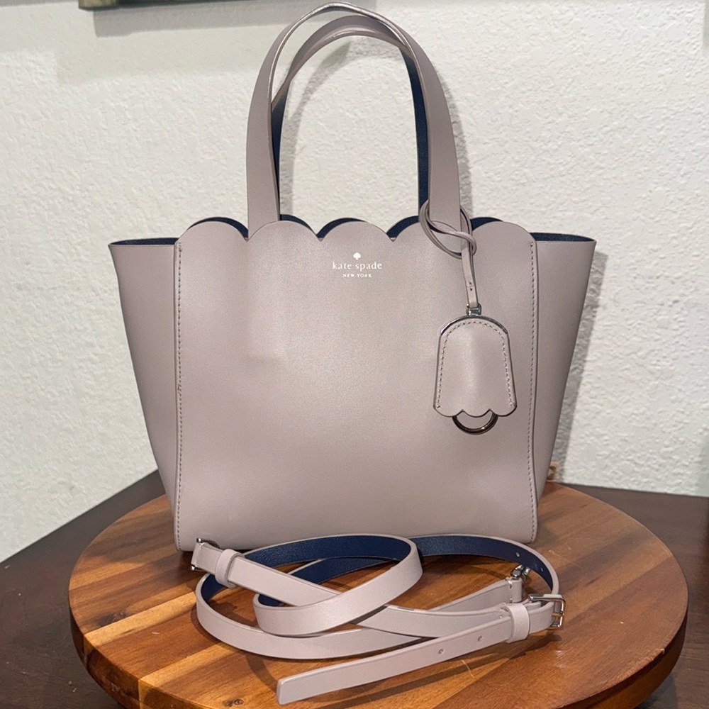 Kate Spade Magnolia Street Small Mina Gray/Blue Leather Satchel Bag